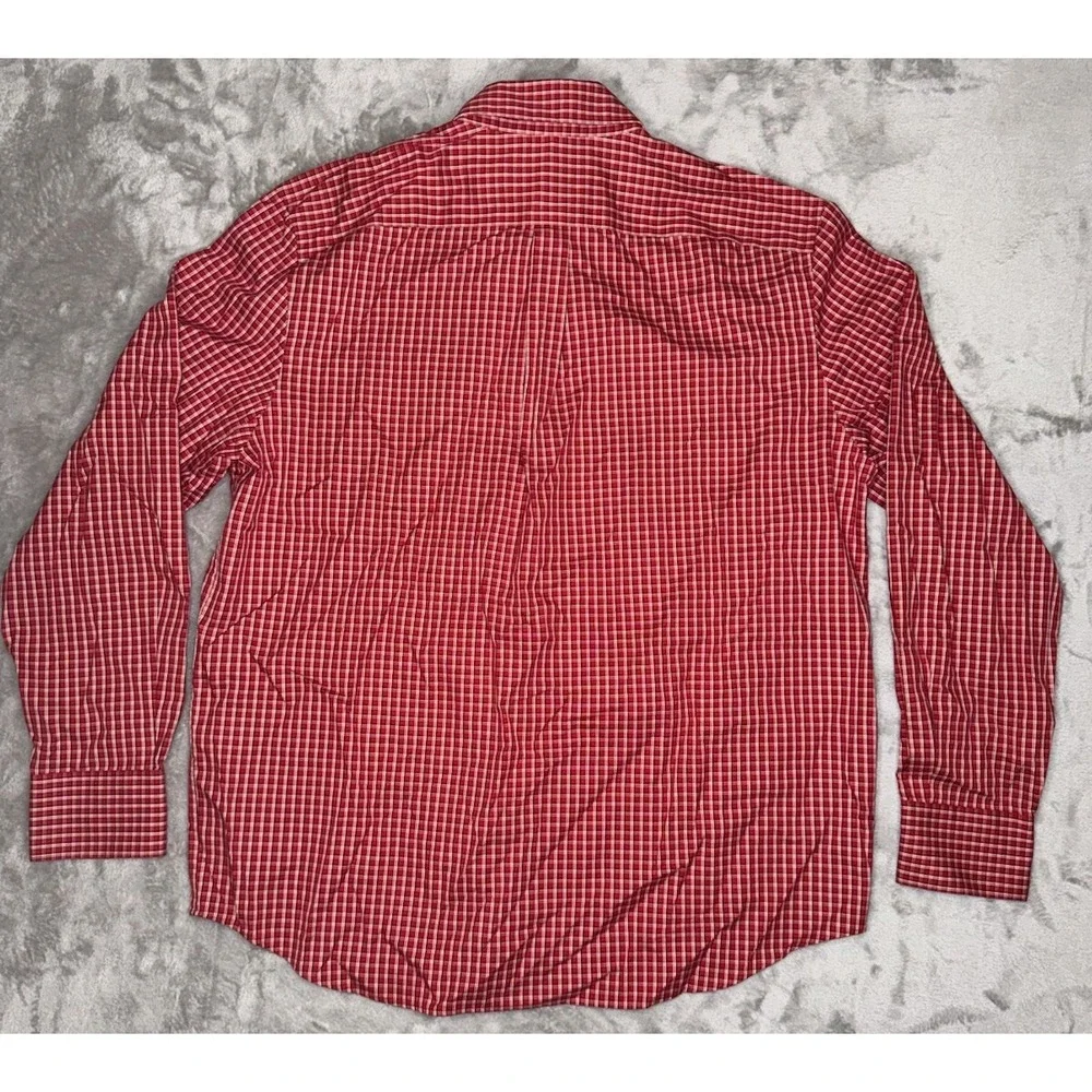 Eddie Bauer‎ Mens Shirt L Red Plaid Wrinkle Resistant Button Down Chest Pocket